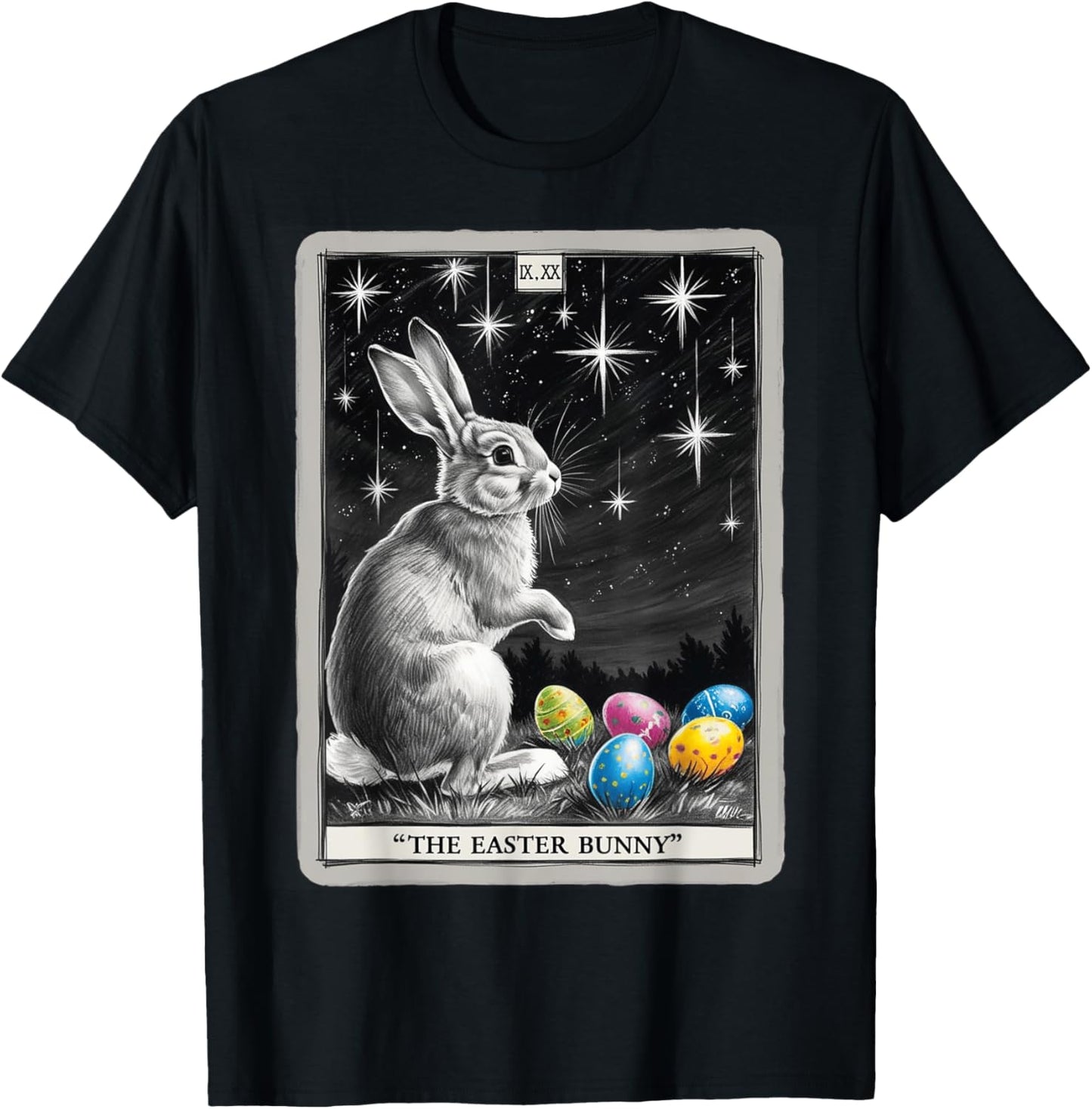 Tarot Card Happy Easter Bunny Spring Easter Egg Easter Day T-Shirt - T-Shirt | Black
