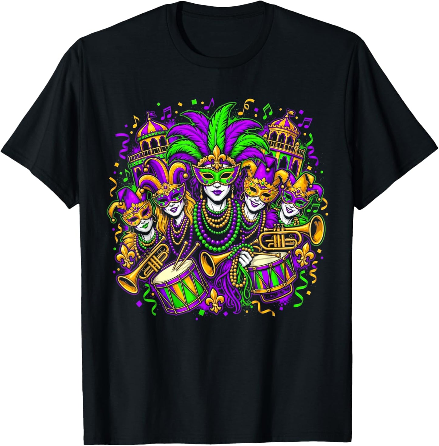 Karneval-Kostüm Ersatz Partner Lustig Mardi Gras Mask Crew T-Shirt - T-Shirt | Black