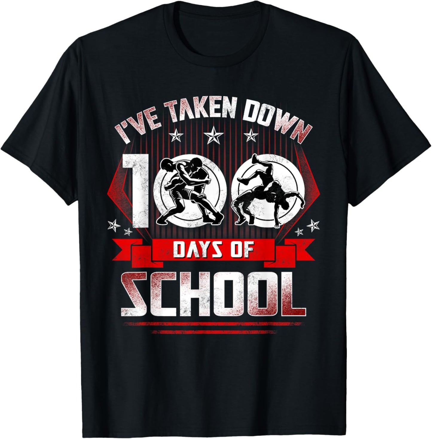 Wrestling 100th Day Boy I've Taken Down 100 Days of School T-Shirt - T-Shirt | Black