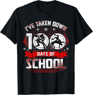 Wrestling 100th Day Boy I've Taken Down 100 Days of School T-Shirt - T-Shirt | Black