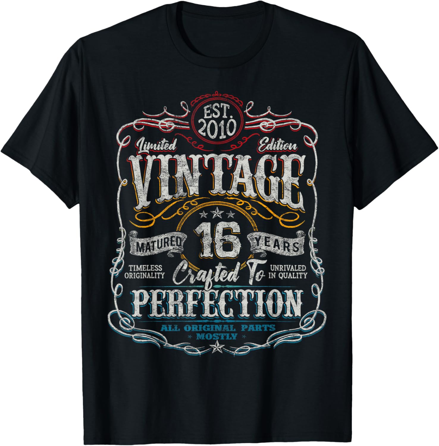 Vintage 2010 Limited Edition Shirt 16 Year Old 16th Birthday T-Shirt - T-Shirt | Black
