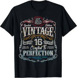 Vintage 2010 Limited Edition Shirt 16 Year Old 16th Birthday T-Shirt - T-Shirt | Black