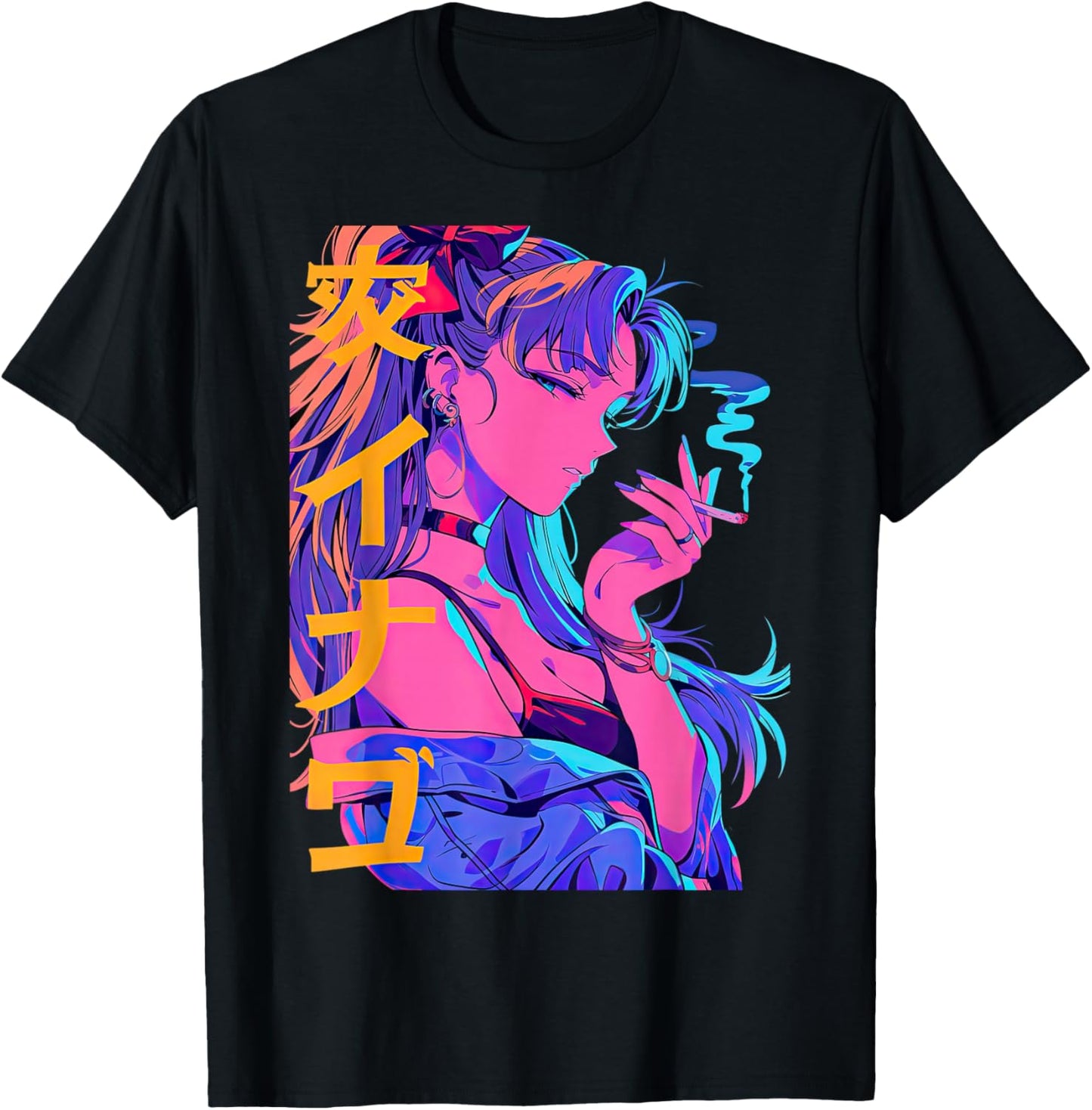 Waifu Anime Horror Girl Aesthetic T-Shirt - T-Shirt | Black