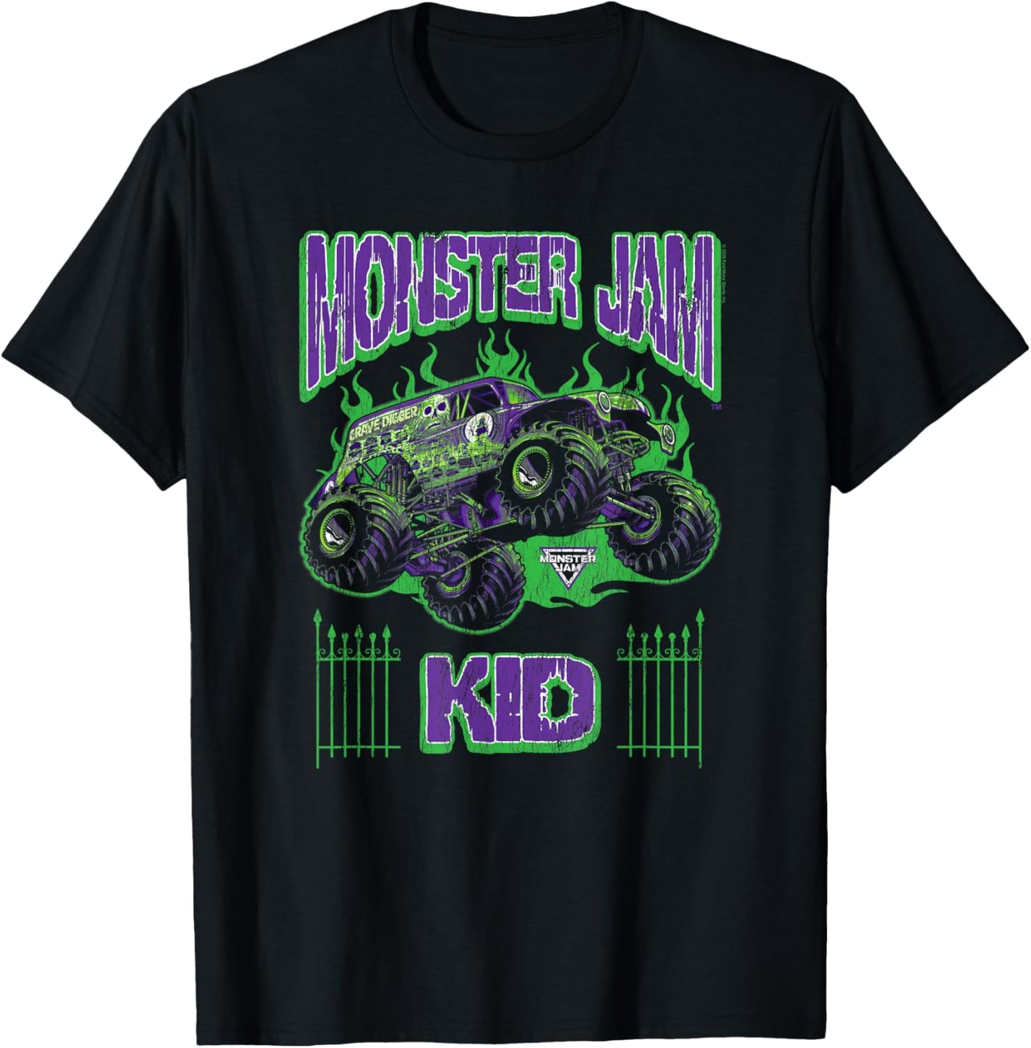 Monster Jam Grave Digger Kid Family Motorsports T-Shirt - T-Shirt | Black