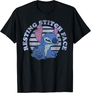 Disney Lilo & Stitch Resting Stitch Face T-Shirt - T-Shirt | Black
