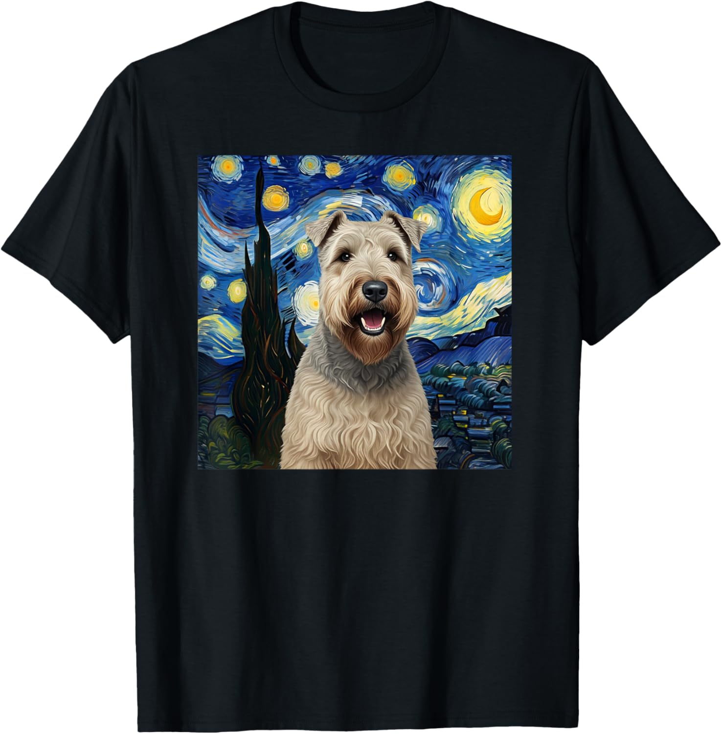 Wheaten Terrier Starry Night Dog Lover Gift Men Women Kids T-Shirt - T-Shirt | Black