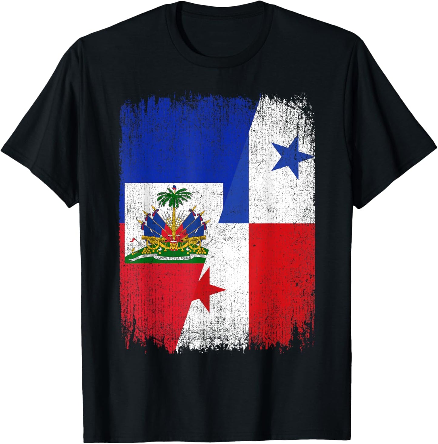 Half Haiti Panama Flag Haitian Panamanian Pride Roots T-Shirt - T-Shirt | Black