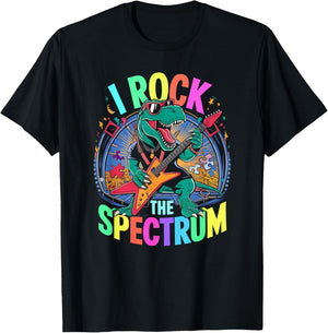 Rockstar Autism I ROCK THE SPECTRUM Teacher Respect Support T-Shirt - T-Shirt | Black