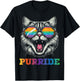 Gay Pride Month Purride Cat LGBTQ Ally Rainbow Men Women T-Shirt - T-Shirt | Black