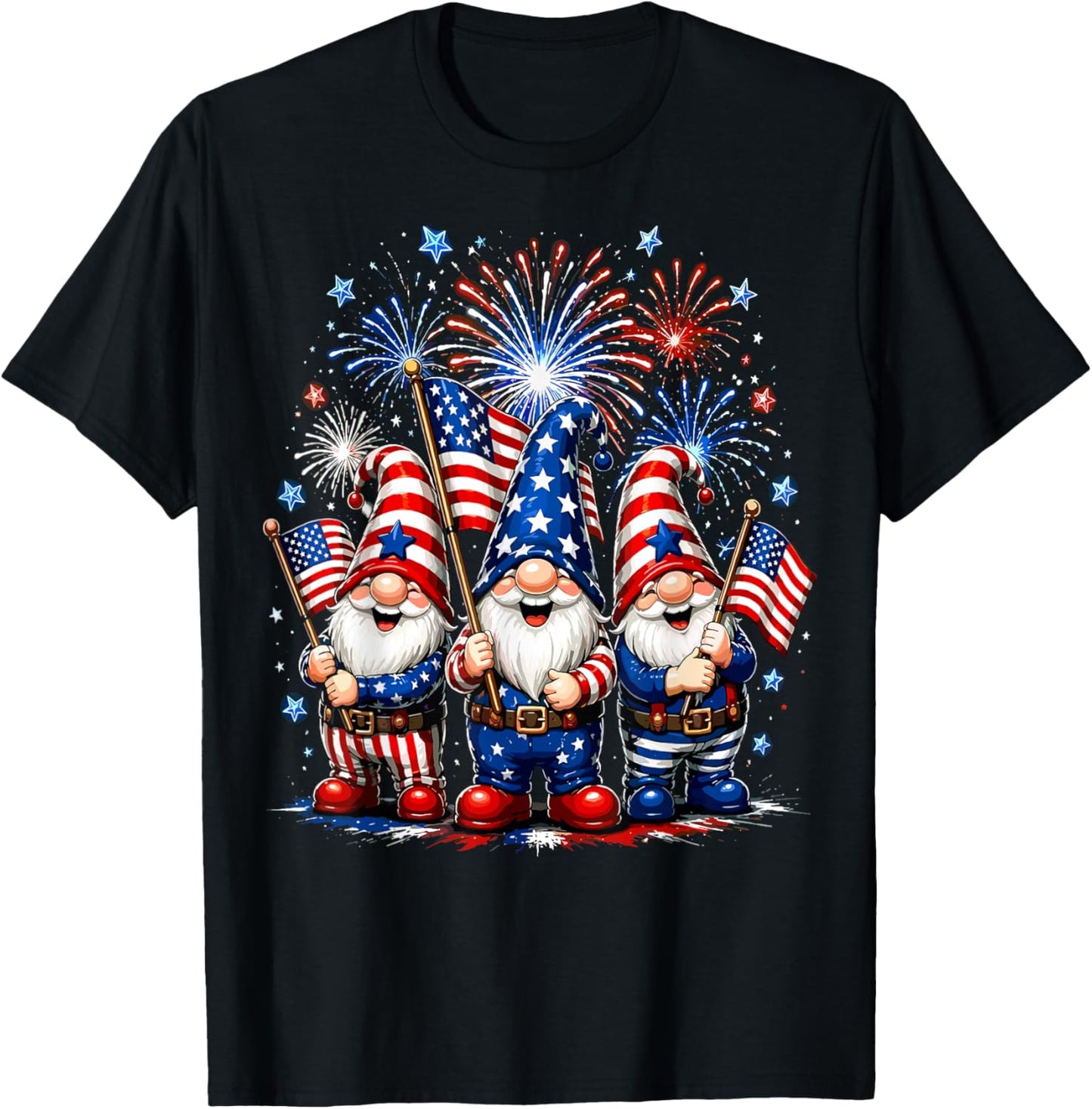 4th of July Funny Gnomes T-Shirt - T-Shirt | Black