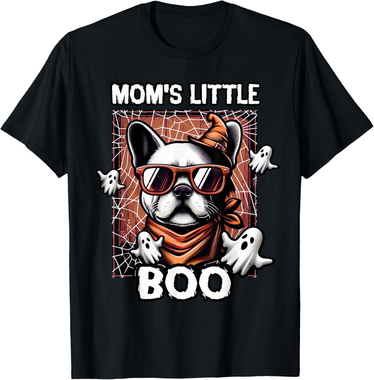 Frenchie Mom's Little Boo French Bulldog Halloween Dog T-Shirt - T-Shirt | Black