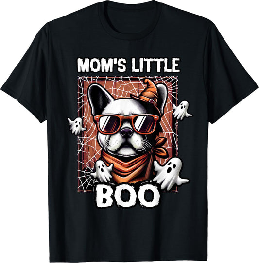 Frenchie Mom's Little Boo French Bulldog Halloween Dog T-Shirt - T-Shirt | Black