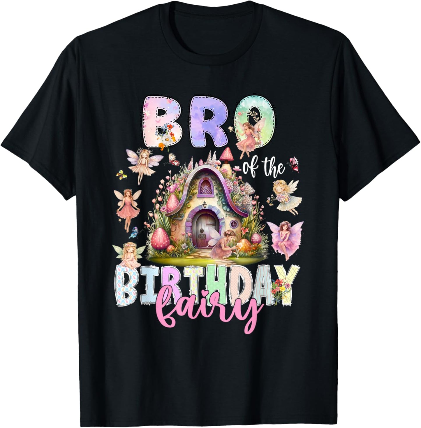 Bro of The Birthday Fairy Little Girl Magical Family T-Shirt - T-Shirt | Black