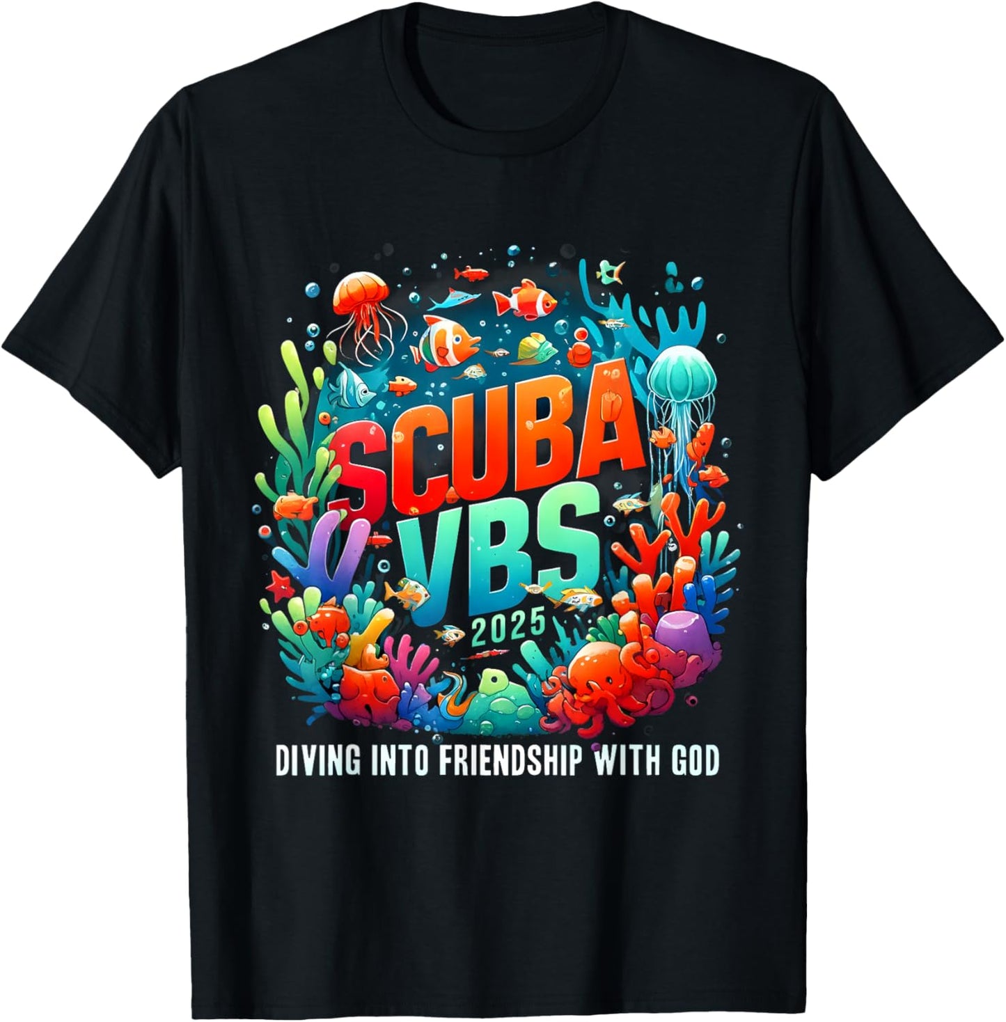 VBS 2025 Scuba Diving Into Friendship With God T-Shirt - T-Shirt | Black