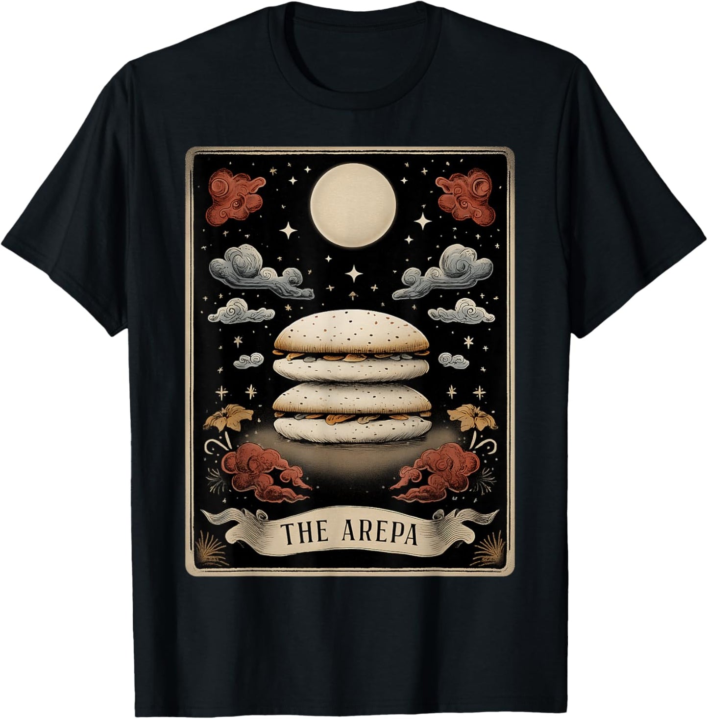 The Arepa Venezuelan Tarot Card Colombian Food Arepas Witch T-Shirt - T-Shirt | Black