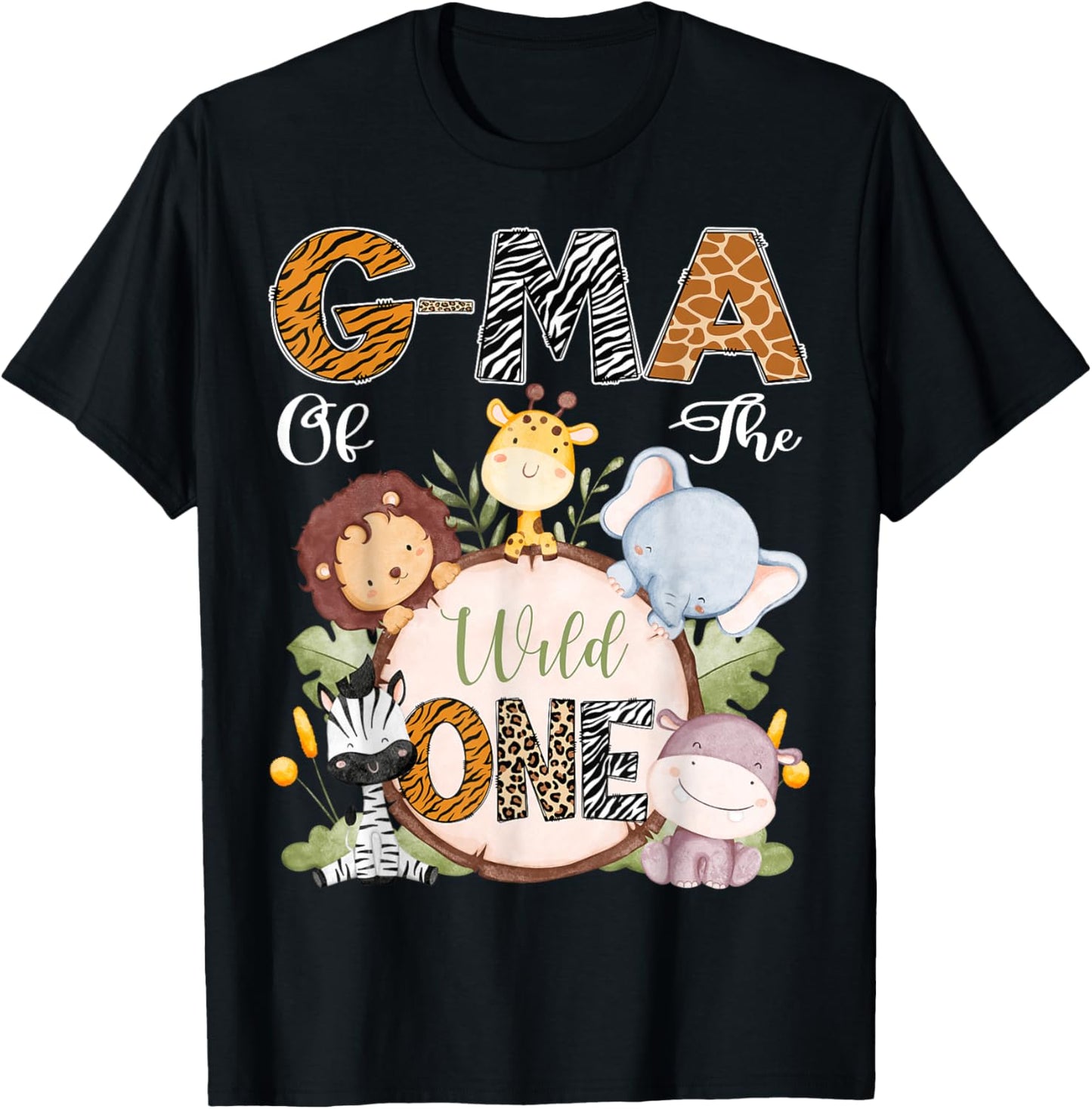 G-Ma Of The Wild One 1St Birthday Safari Woodland T-Shirt - T-Shirt | Black