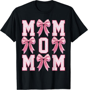 Mom Coquette Pink Bow Floral Mother's Day Mom T-Shirt - T-Shirt | Black