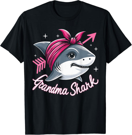 Grandma Shark Funny Shark Matching Family T-Shirt - T-Shirt | Black