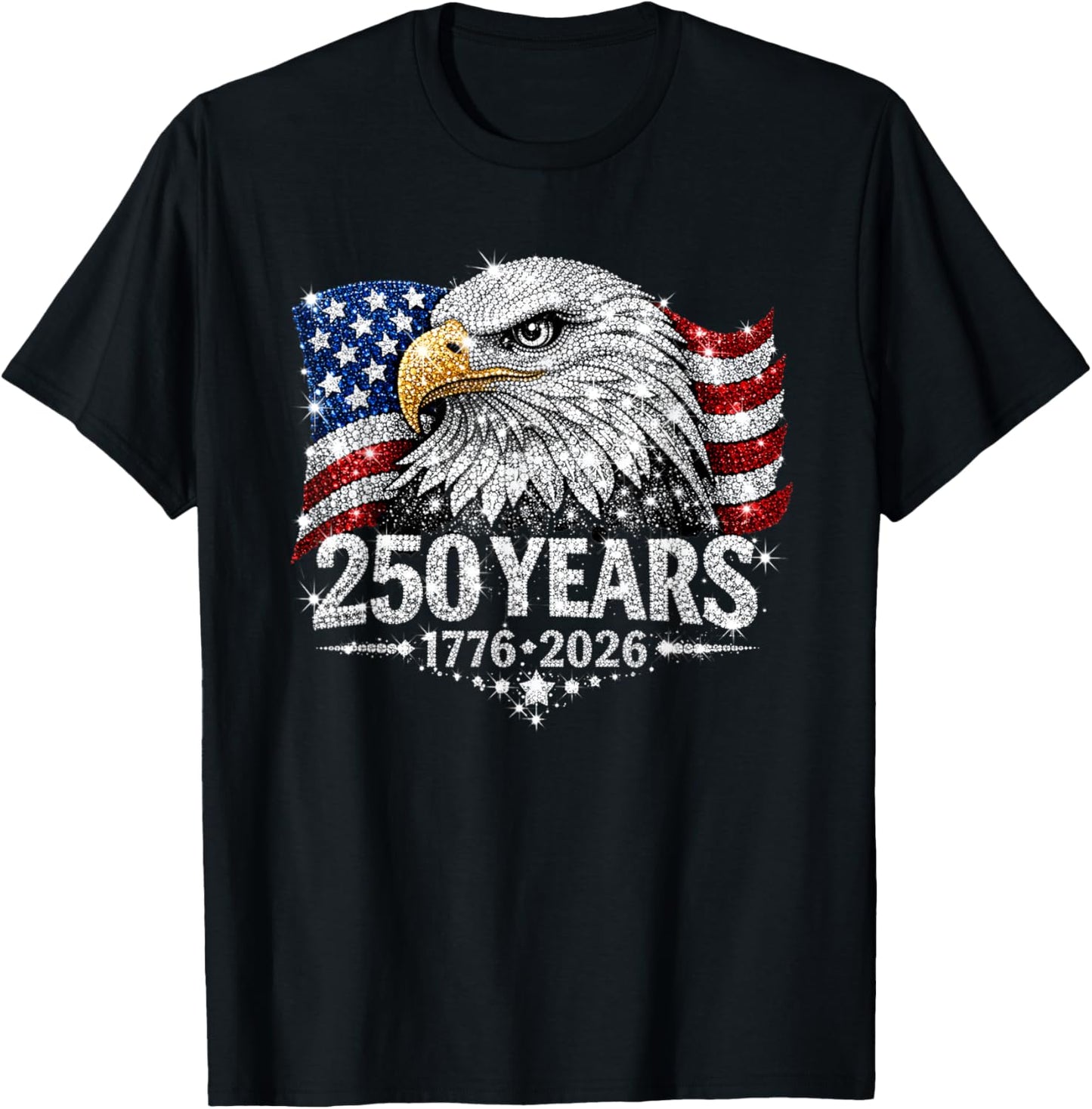 Patriotic America Women Men 250th Anniversary USA T-Shirt - T-Shirt | Black