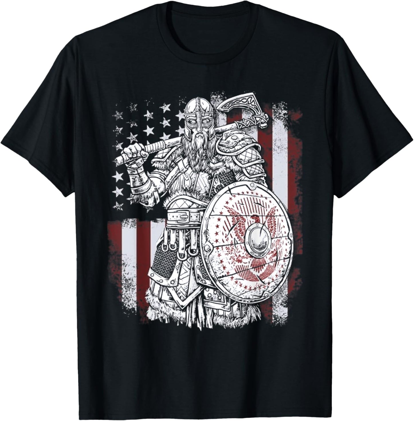 Berserker American Flag Viking Valhalla North Myths Celtic Men T-Shirt - T-Shirt | Black