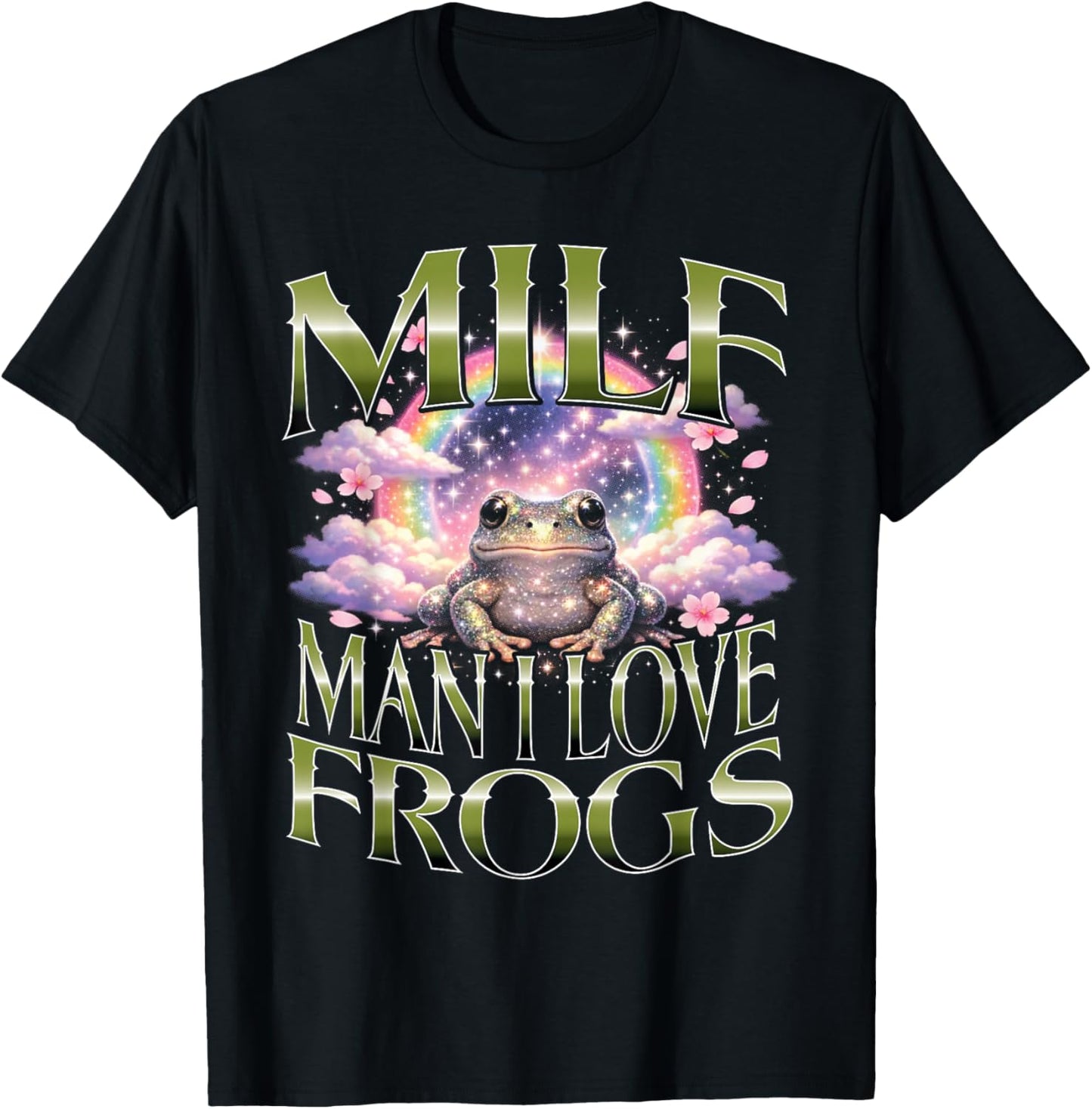 Man I Love Frogs Milf Funny Frog Lover Aesthetic Design T-Shirt - T-Shirt | Black