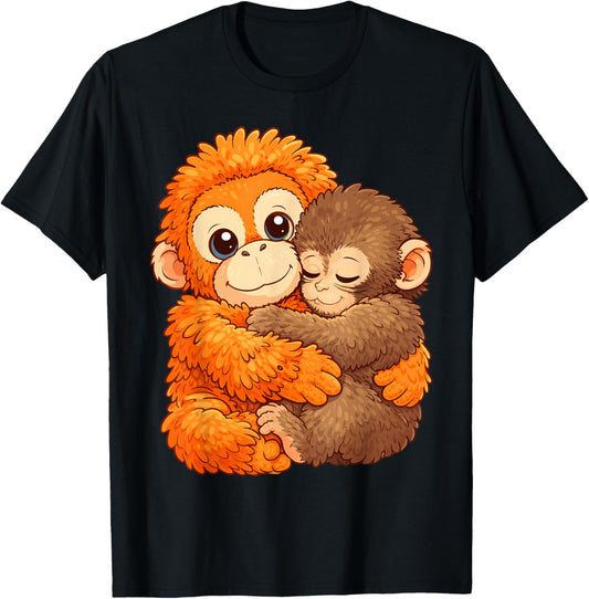 Punch The Monkey Holding Macaque Plush Toy Adorable Cute T-Shirt - T-Shirt | Black