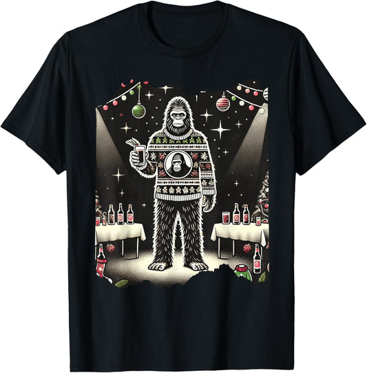 Cute Funny Bigfoot Sasquatch Ugly Christmas Xmas Bigfoot T-Shirt - T-Shirt | Black