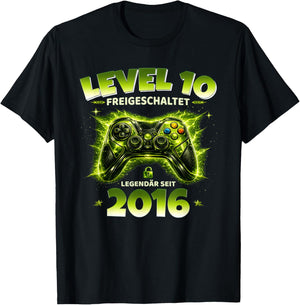 10. Geburtstag Junge Geschenk Level 10 freigeschaltet 2016 T-Shirt - T-Shirt | Black