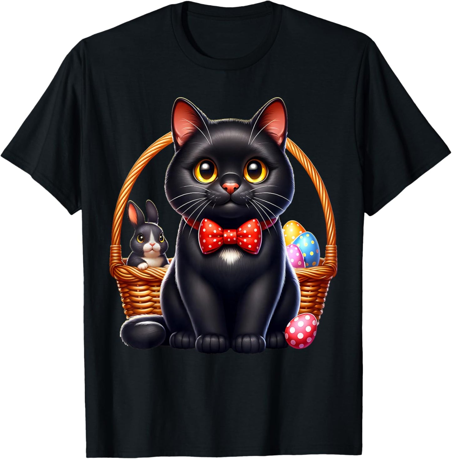 Black Cat Osterfest Schwarze Katze Ostern T-Shirt - T-Shirt | Black