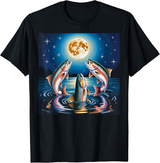 Forelle Fliegenfischen Ausrüstung Mond Forelle Kostüm Forelle Fischer T-Shirt - T-Shirt | Black