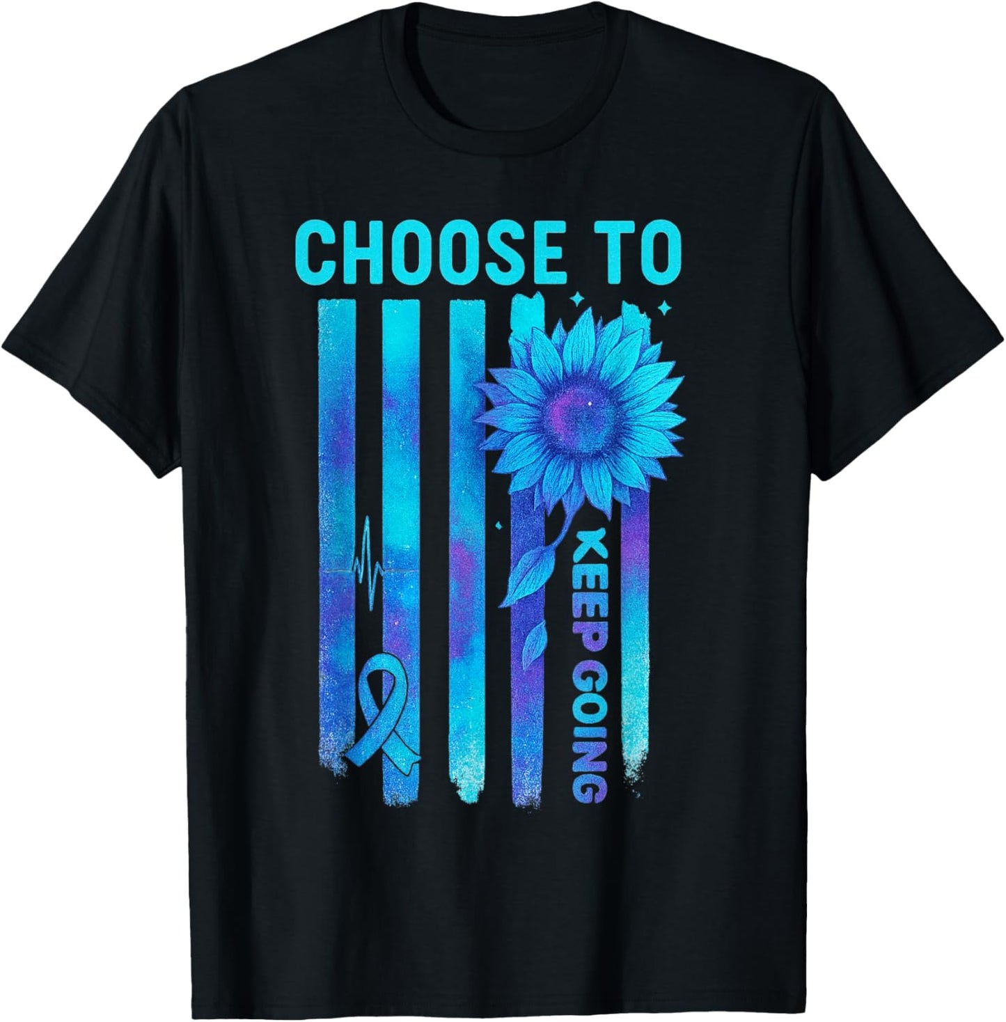 Choose to Keep Going US Flag Suicide Awareness Quote T-Shirt - T-Shirt | Black