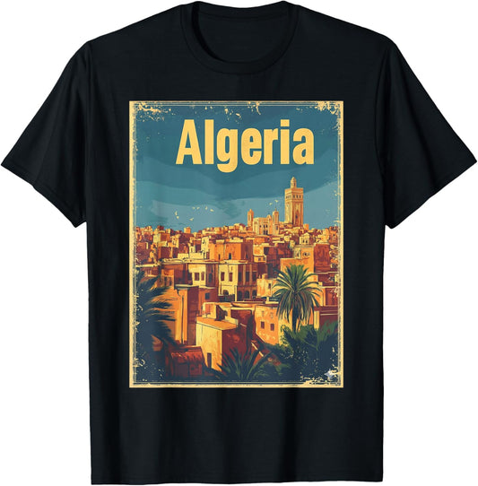 Algeria Algeria Algiers Algerians DZ Algerian Bled Retro T-Shirt - T-Shirt | Black