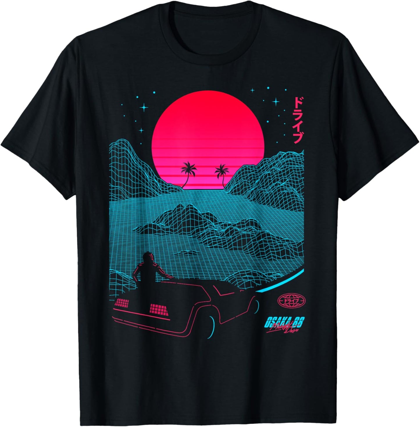 80s Eighties Synthwave Car T-Shirt - T-Shirt | Black