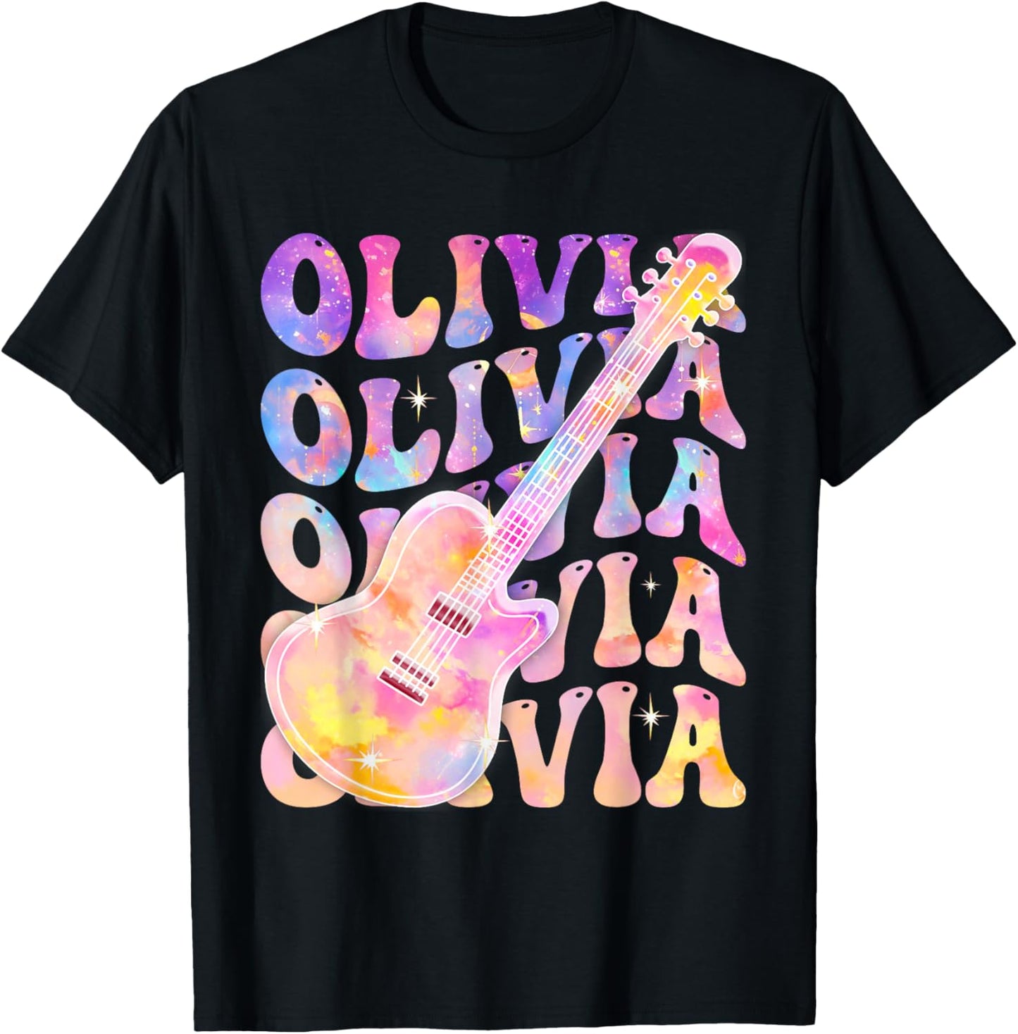 Girl Retro Olivia First Name Personalized Groovy 80's T-Shirt - T-Shirt | Black