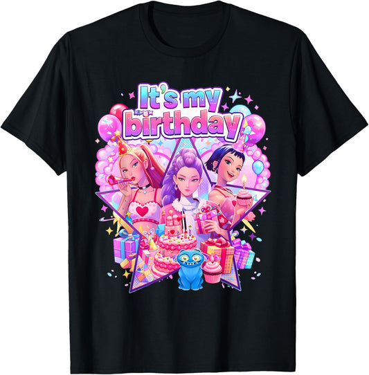 It's My Birthday K-pop Cute Chibi K Pop Birthday Girl Kpop T-Shirt - T-Shirt | Black