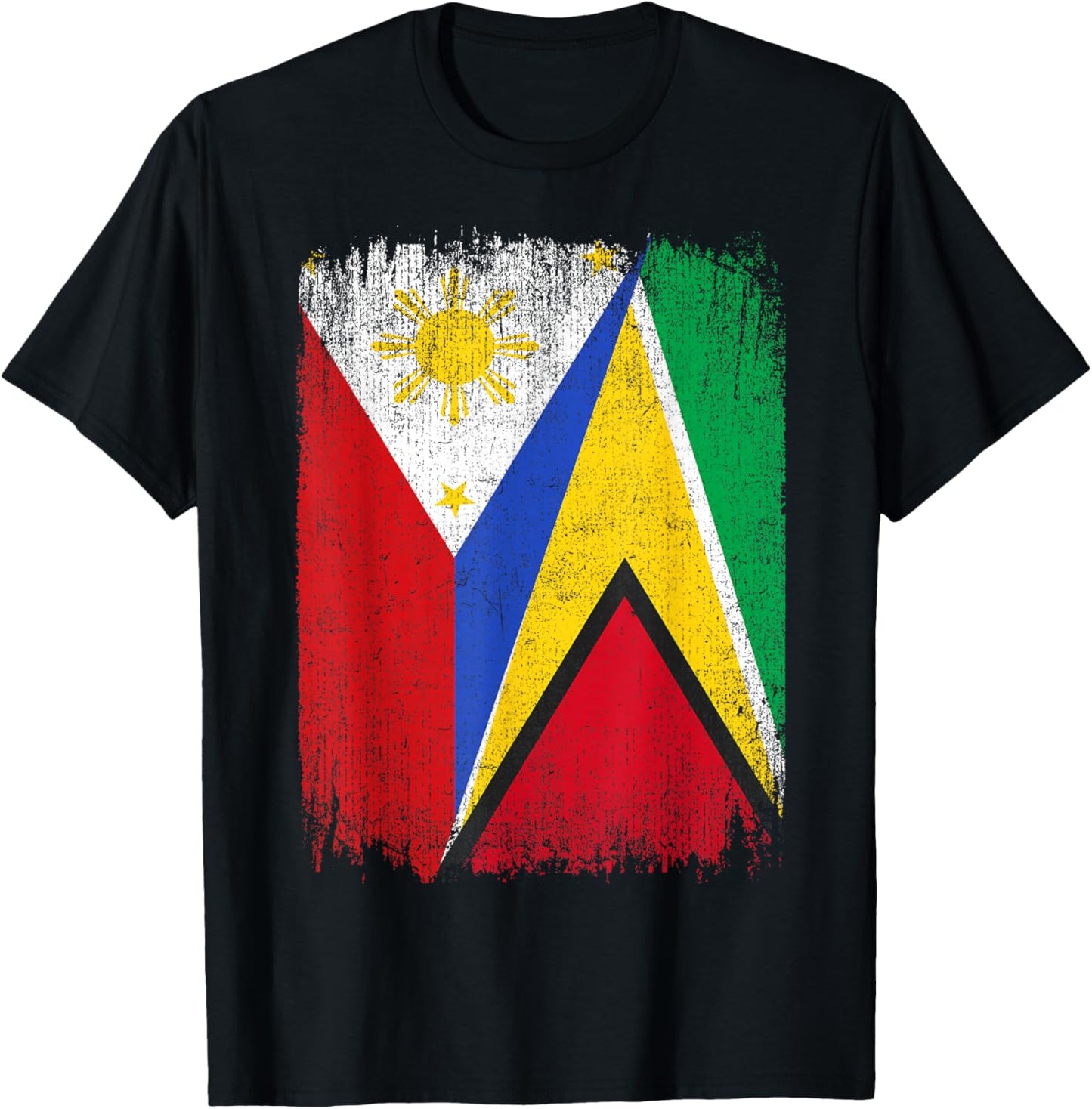 Half Philippines Guyana Flag Filipino Guyanese Roots T-Shirt - T-Shirt | Black