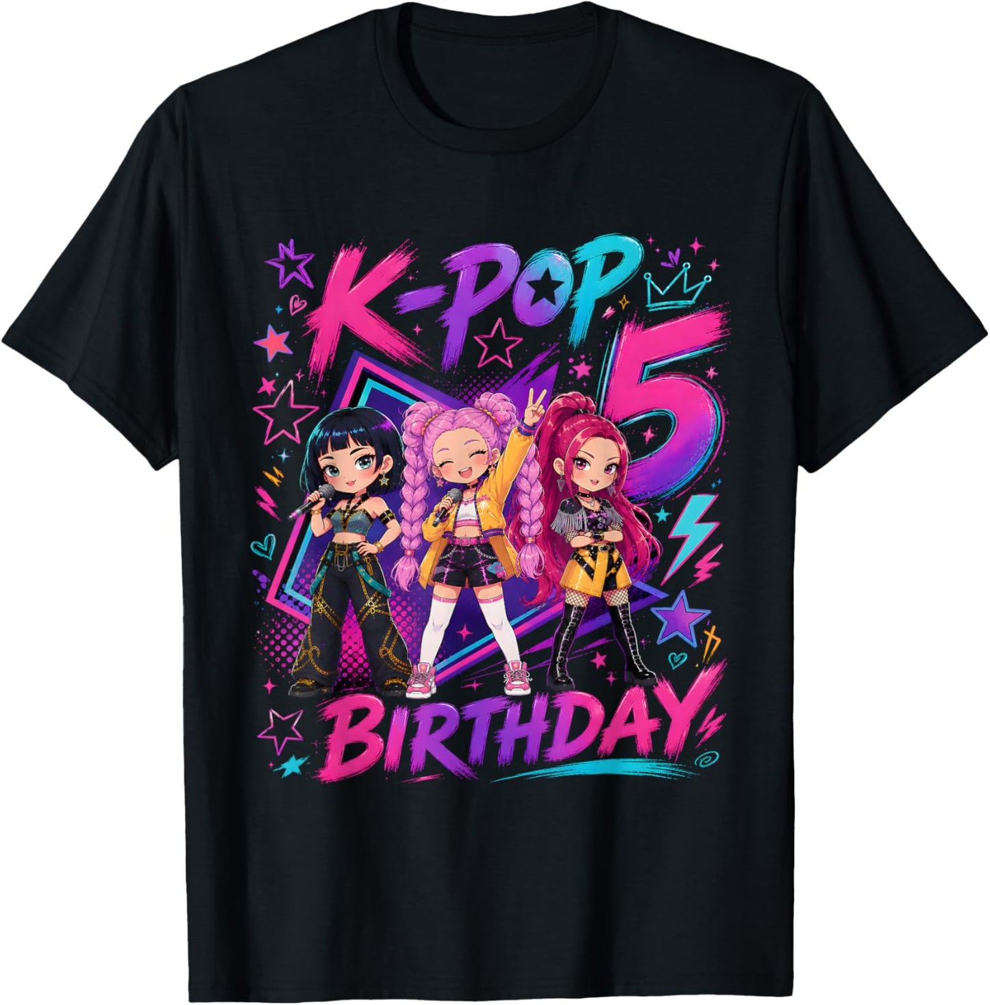 Kids It's My 5th K Pop Birthday Girl 5 Year Old K-Pop Bday T-Shirt - T-Shirt | Black