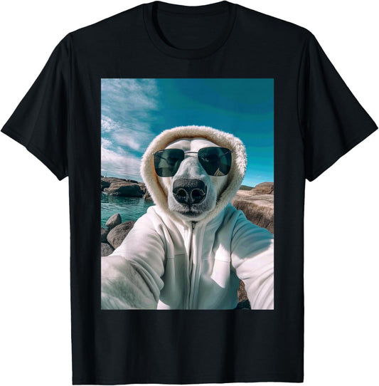 Selfie Polar Bear Styled Swag Funny Original T-Shirt - T-Shirt | Black
