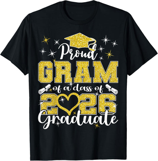 Super Proud Gram of 2026 Graduate Senior Graduation Family T-Shirt - T-Shirt | Black
