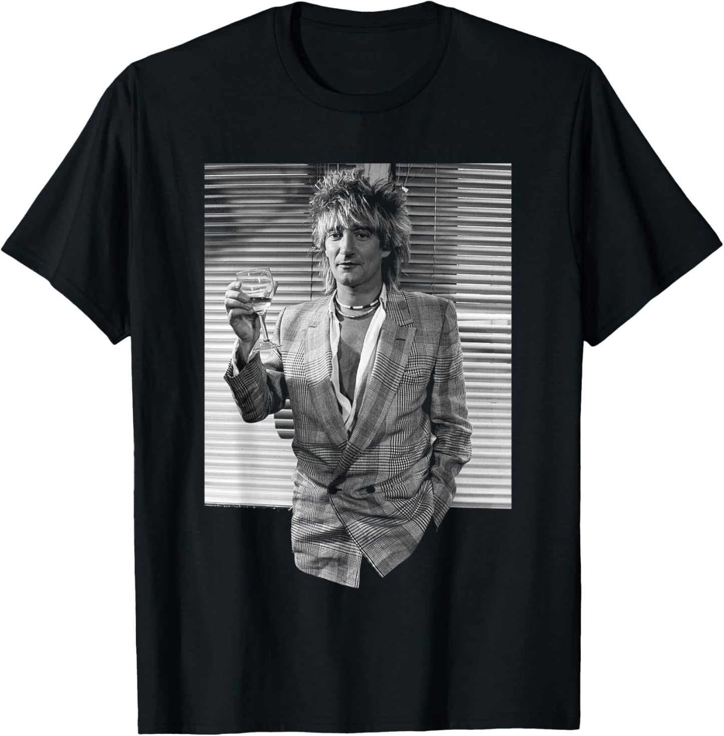 Singer Rod Stewart in London Press for Body Wishes Tour 1983 T-Shirt - T-Shirt | Black