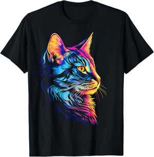 Cat Graphic Pet Art Cat T-Shirt - T-Shirt | Black