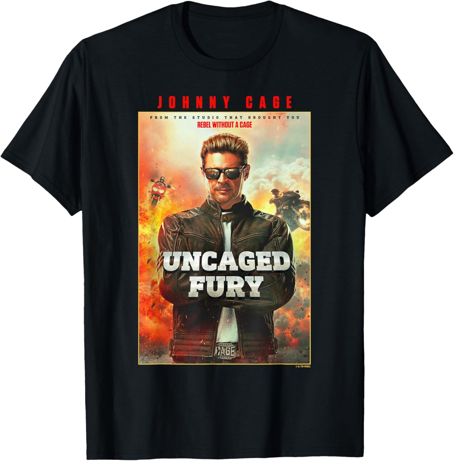 Mortal Kombat 2 Johnny Cage Uncaged Fury Action Movie Poster T-Shirt - T-Shirt | Black