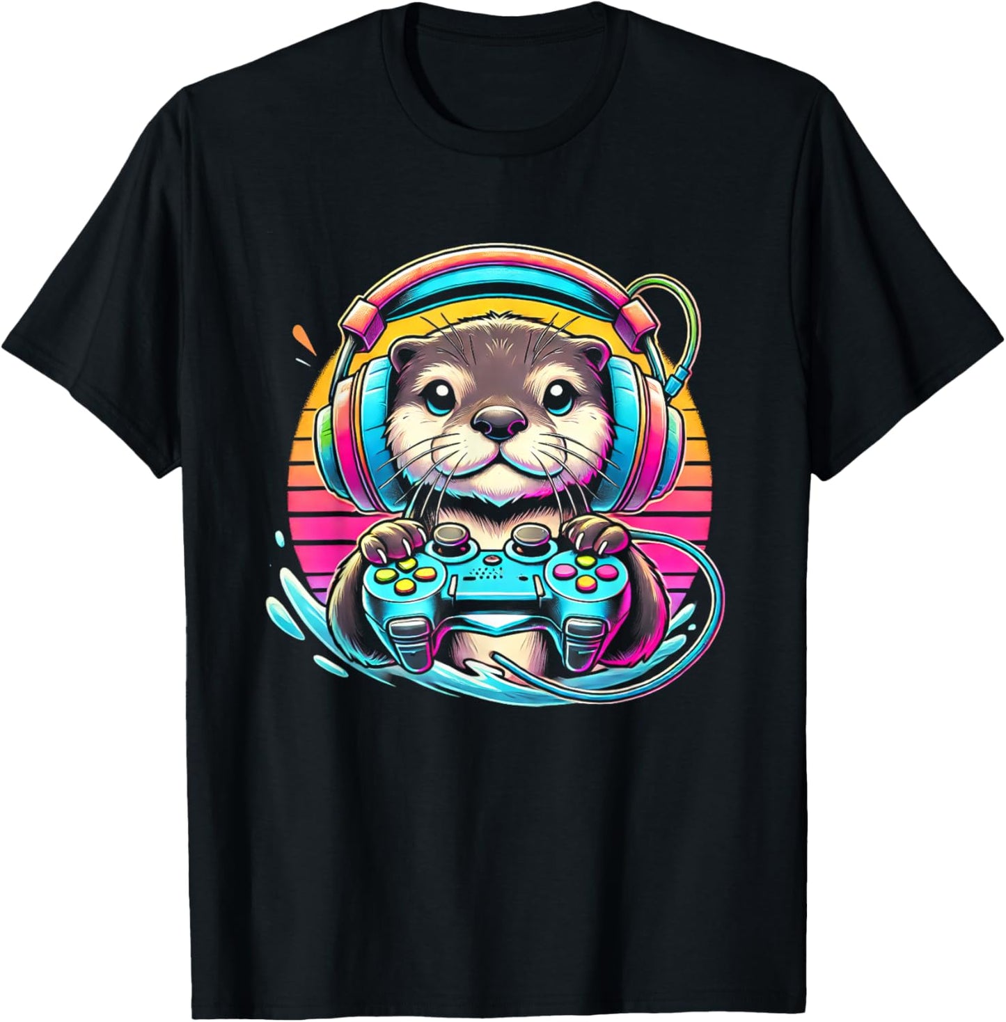 Otter Funny Video Game Controller T-Shirt - T-Shirt | Black