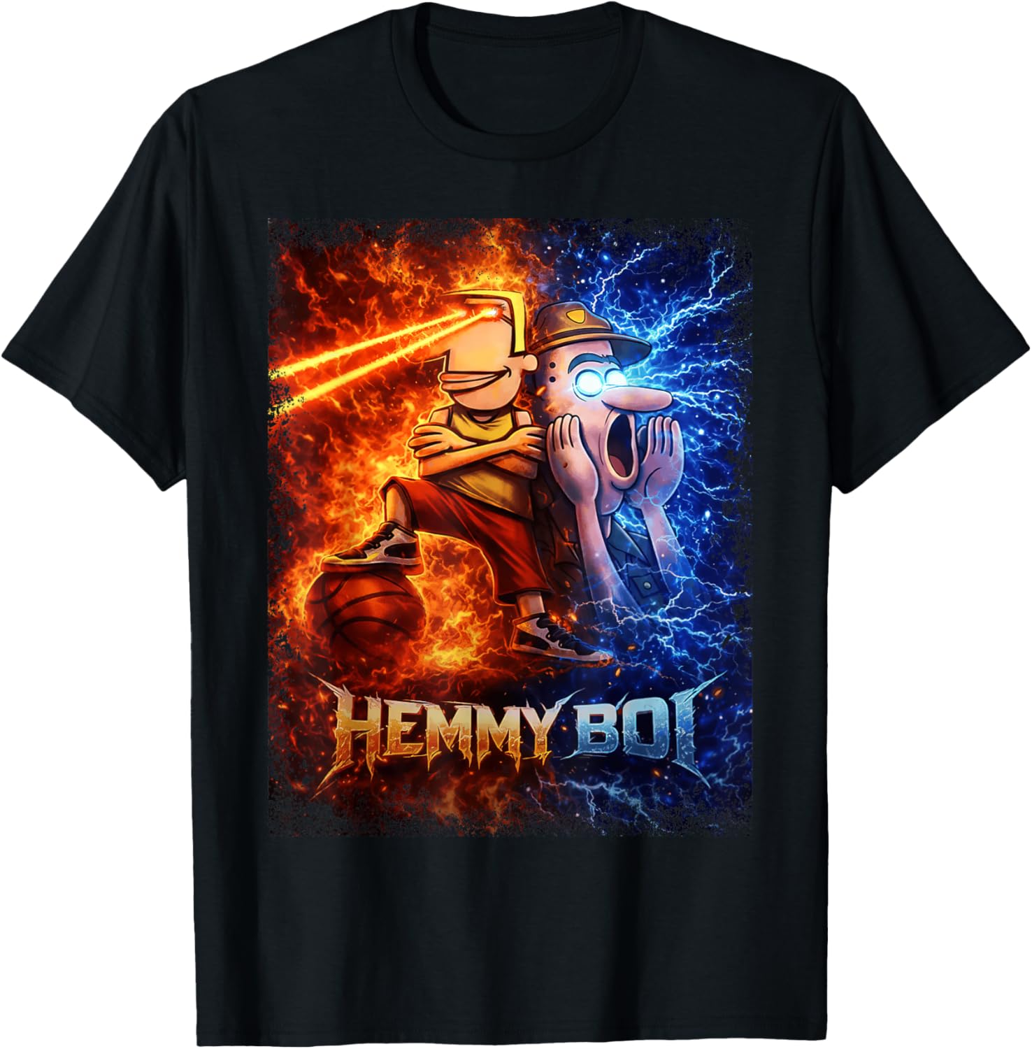 Funny Cartoon Hemmy Boi City Boy Brainrot Meme T-Shirt - T-Shirt | Black