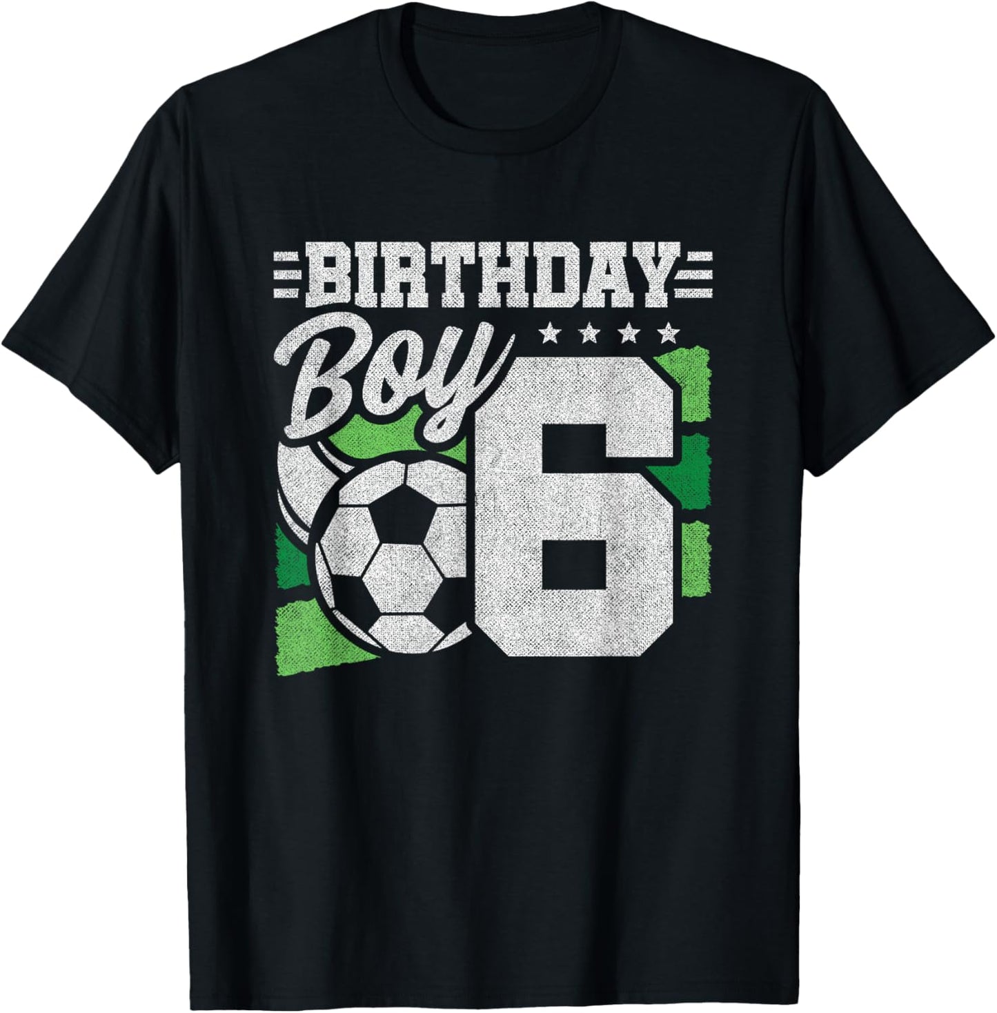 6 Year Old Soccer Birthday - Boys 6th Birthday Soccer T-Shirt - T-Shirt | Black