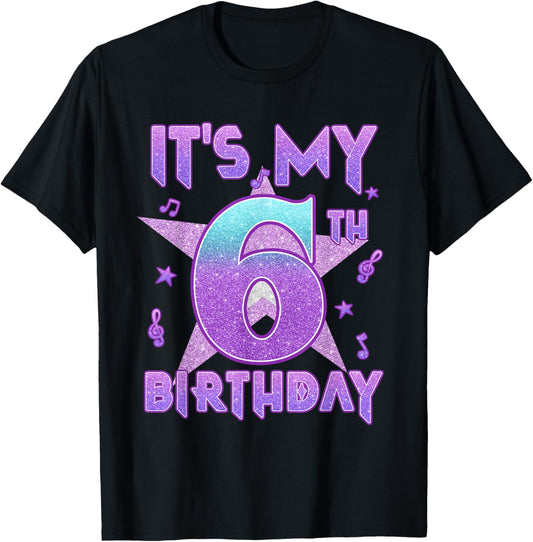 It's My 6th Birthday Kpop 6 Year Old Toddler Birthday Girl T-Shirt - T-Shirt | Black