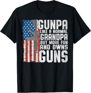 Gunpa Like A Normal Grandpa Fun And Owns Guns Funny T-Shirt - T-Shirt | Black