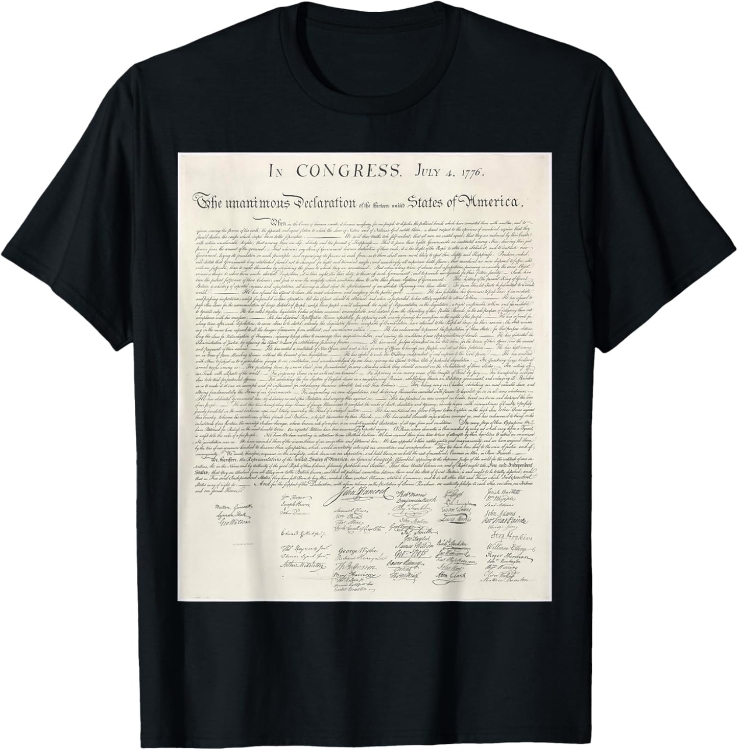 Declaration Of Independence Signatures T-Shirt - T-Shirt | Black