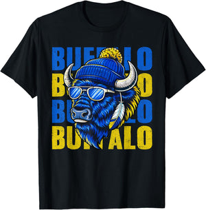 Cool Buffalo Wearing a Beanie and Sunglasses Women T-Shirt - T-Shirt | Black