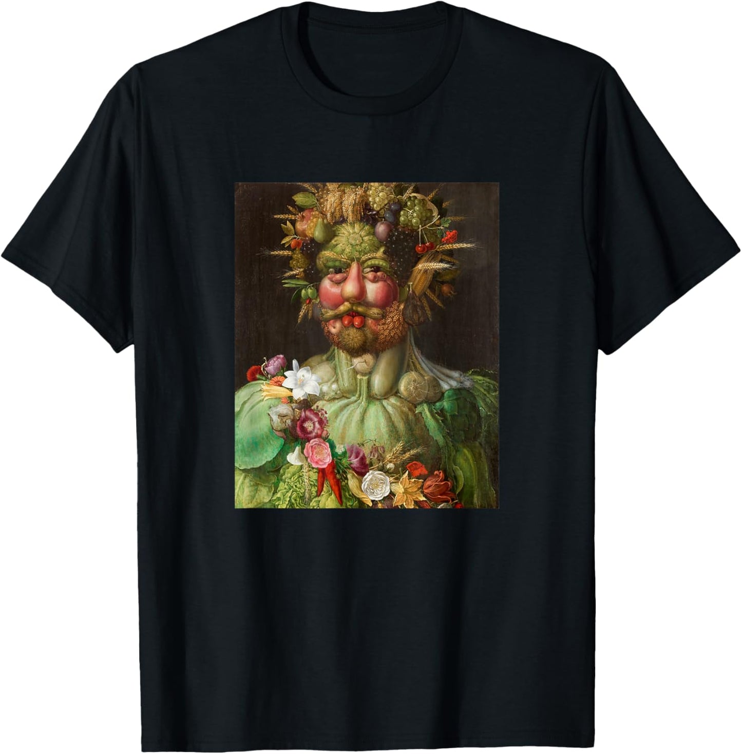 Archimboldo Vertumnus Fruit Face Renaissance Fine Art Funny T-Shirt - T-Shirt | Black